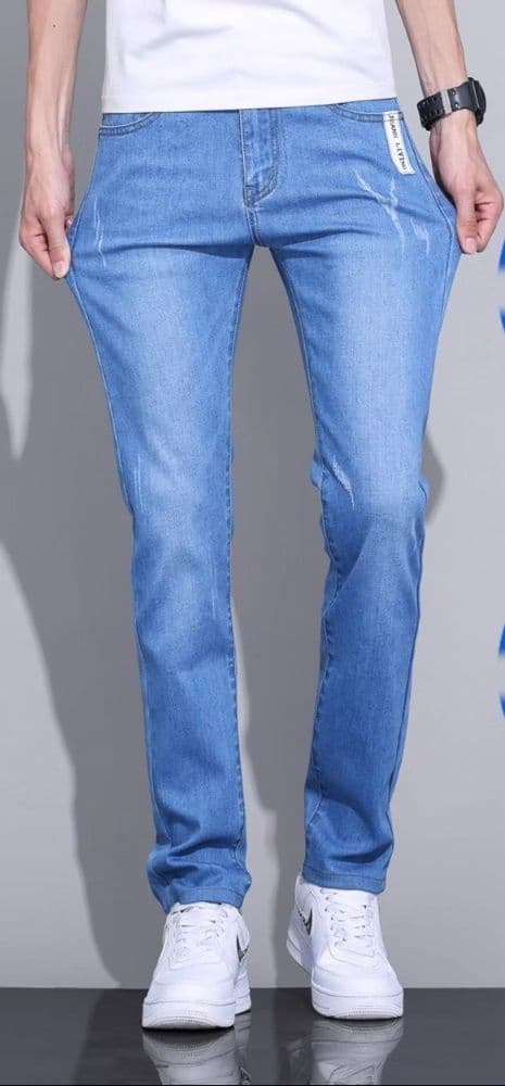 デニムパンツメンズ ストレッチ 伸縮自在デニムストレートパンツ