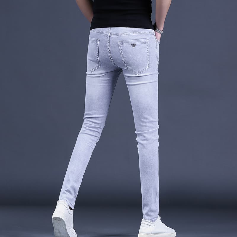 デニムパンツメンズ 細身シルエット美脚加工ストレッチデニムパンツ