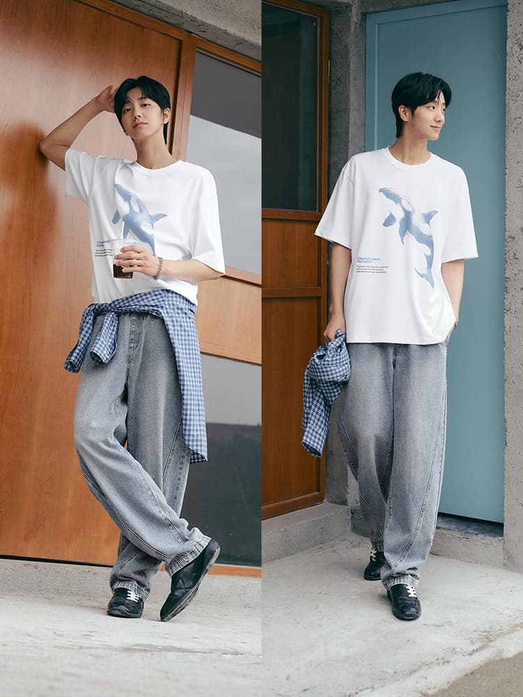 デニムパンツメンズ ゆったりシルエットデニムパンツ