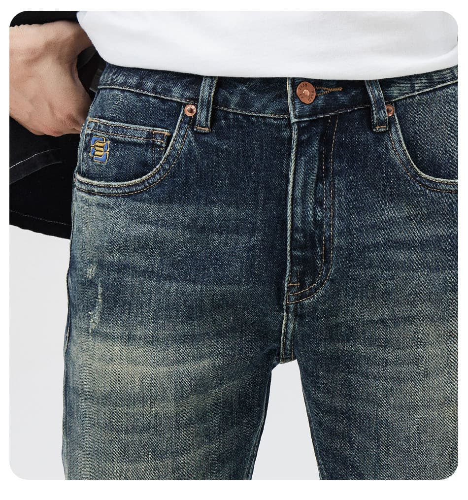 デニムパンツメンズ 古着風加工スキニーデニムパンツ