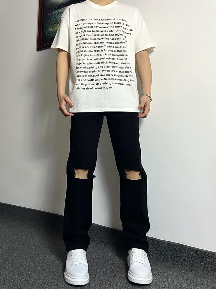 デニムパンツメンズ ダメージ 膝破れストレートデニムパンツ