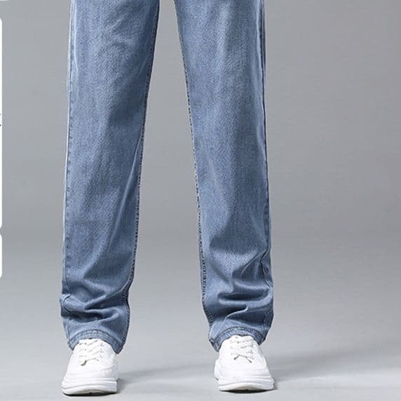 デニムパンツメンズ 快適ストレッチ加工ストレートデニムパンツ