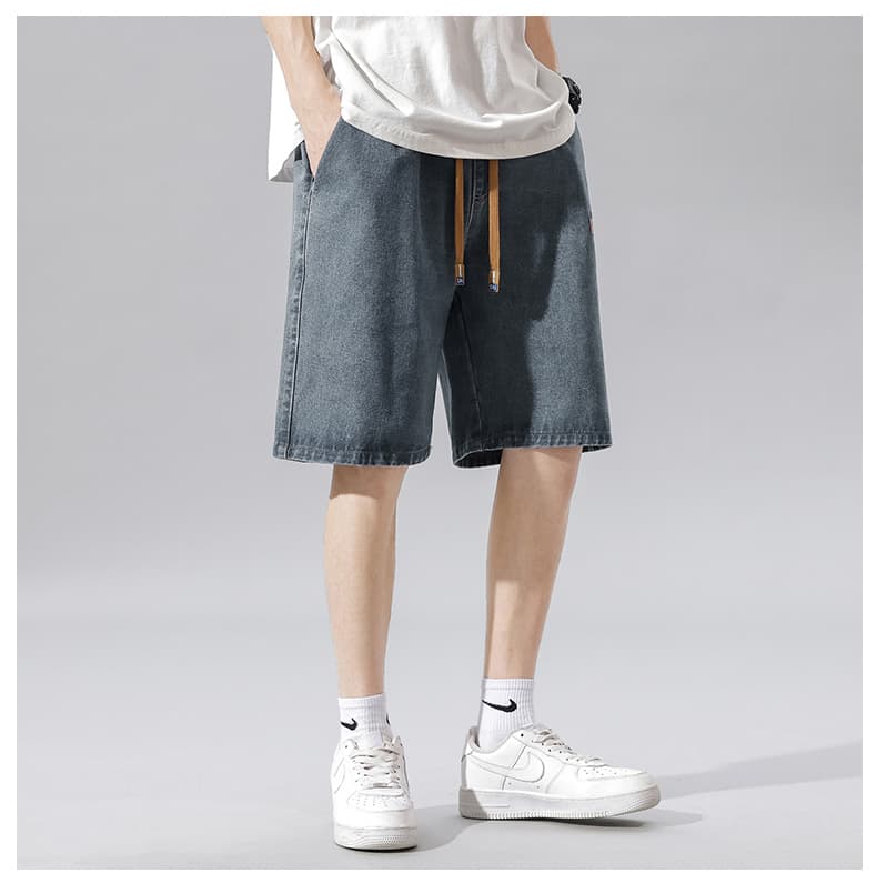 デニムパンツメンズ ゆったりハーフデニムショーツ