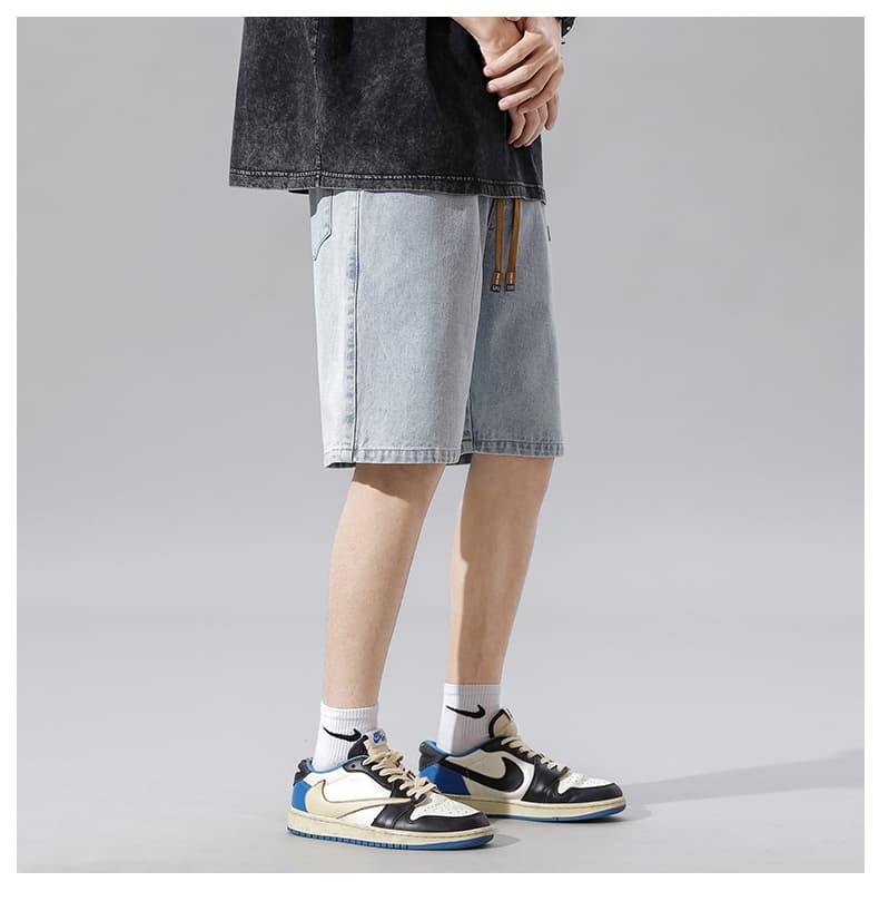 デニムパンツメンズ ゆったりハーフデニムショーツ