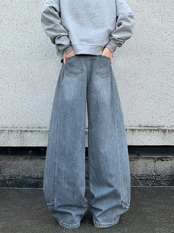 メンズデニムパンツ ワイド ストリート系 秋冬 全2色