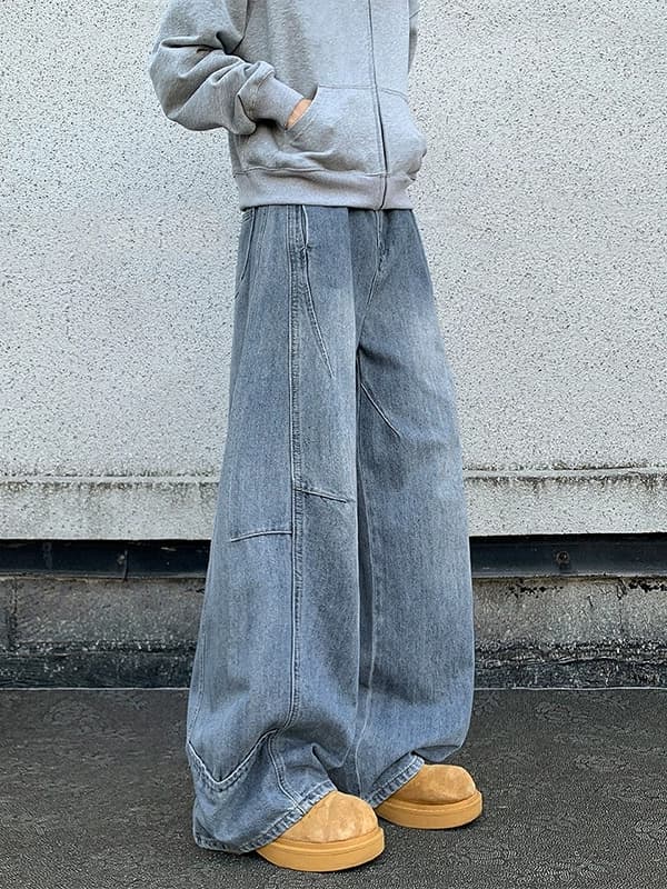 メンズデニムパンツ ワイド ストリート系 秋冬 全2色