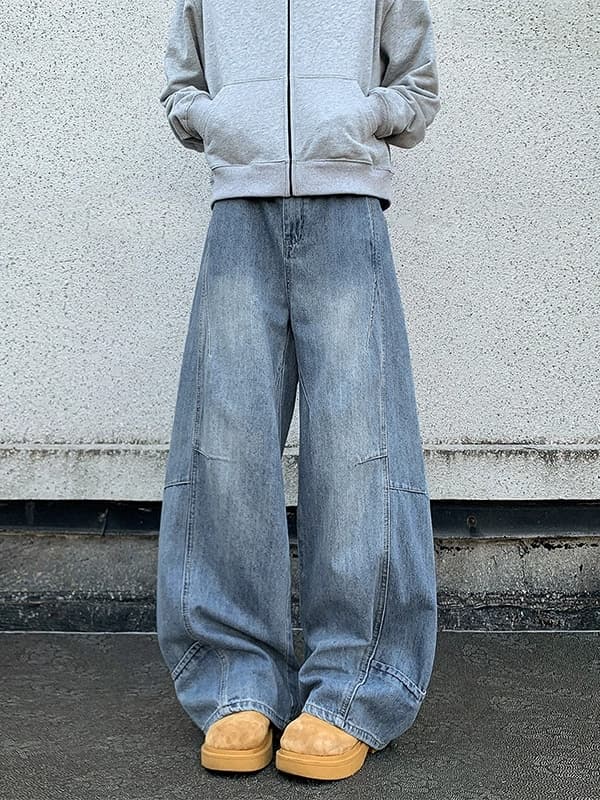 メンズデニムパンツ ワイド ストリート系 秋冬 全2色