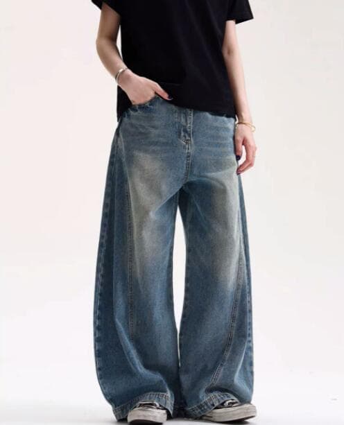 メンズデニムパンツ メンズ ワイド デニム パンツ ゆったり ジーンズ