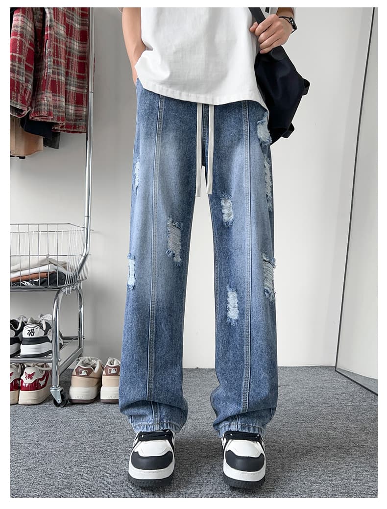 デニムパンツメンズ ダメージ ヴィンテージダメージワイドデニム