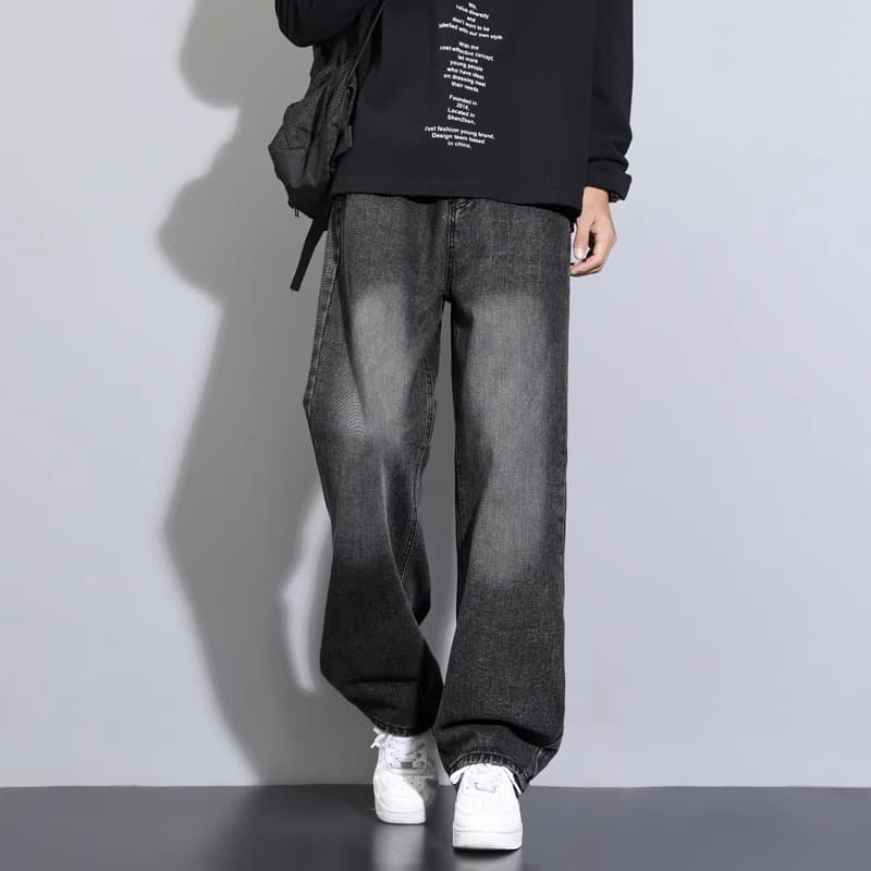 デニムパンツメンズ ゆったり幅広デニムパンツ ワイドシルエット